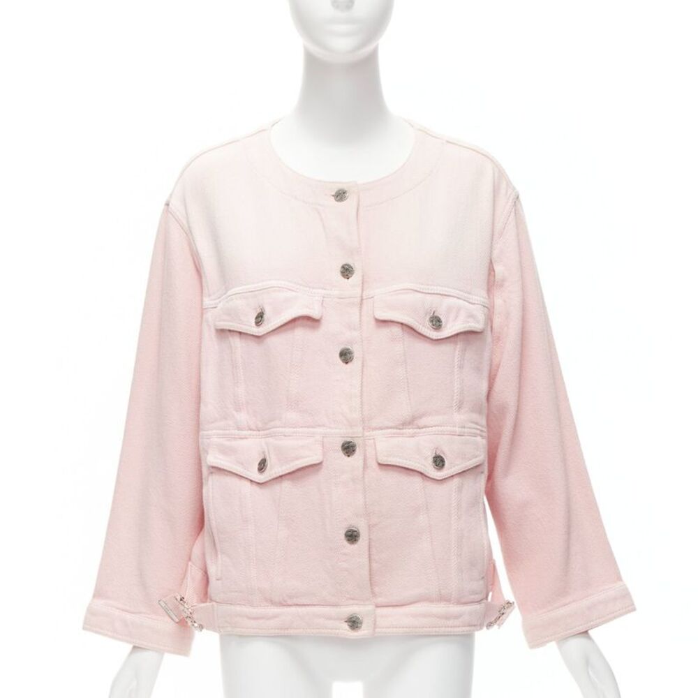 Chanel pink cotton 4 pockets CC buttons collarless jacket
